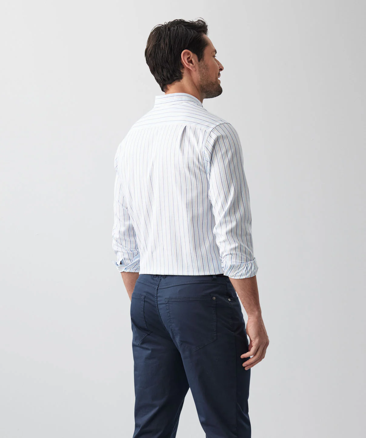 Easy Care Textured Stripe Long Sleeve Shirt - Sky Blue - Image 3