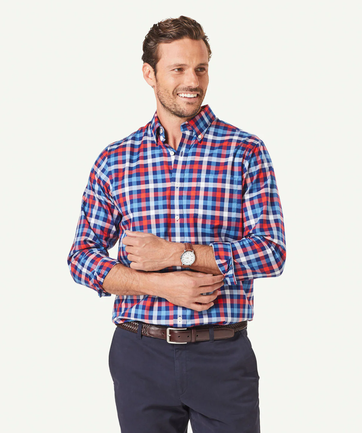 Easy Care Twill Check Long Sleeve Shirt - Fire