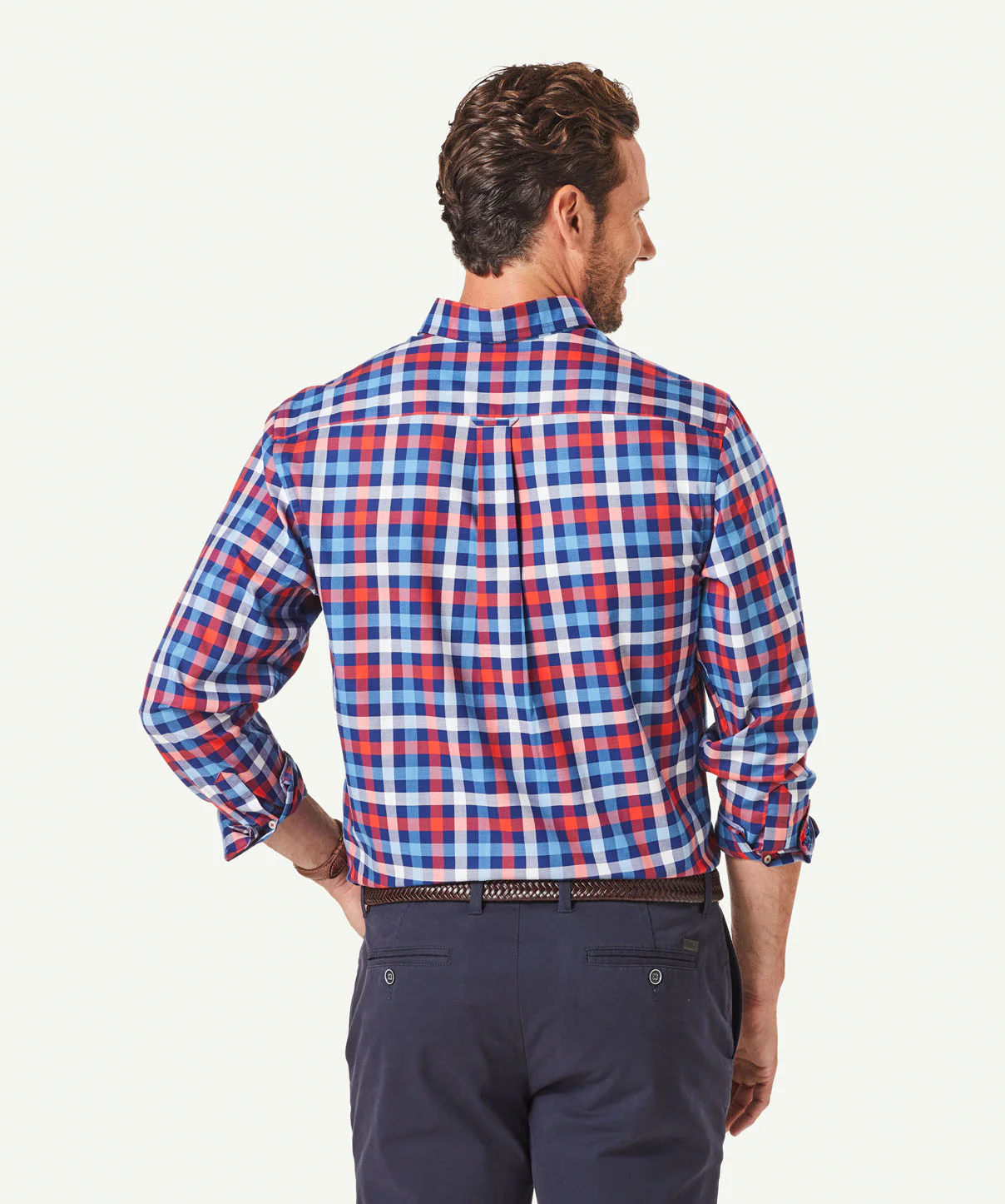 Easy Care Twill Check Long Sleeve Shirt - Fire - Image 3