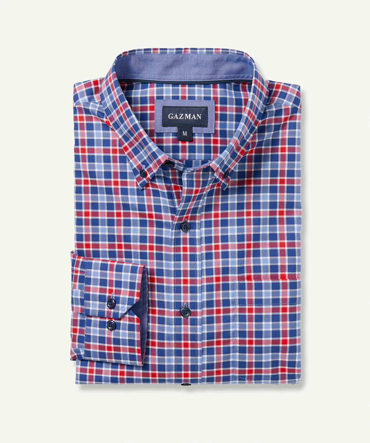 Easy Care Twill Check Long Sleeve Shirt - Red - Image 2