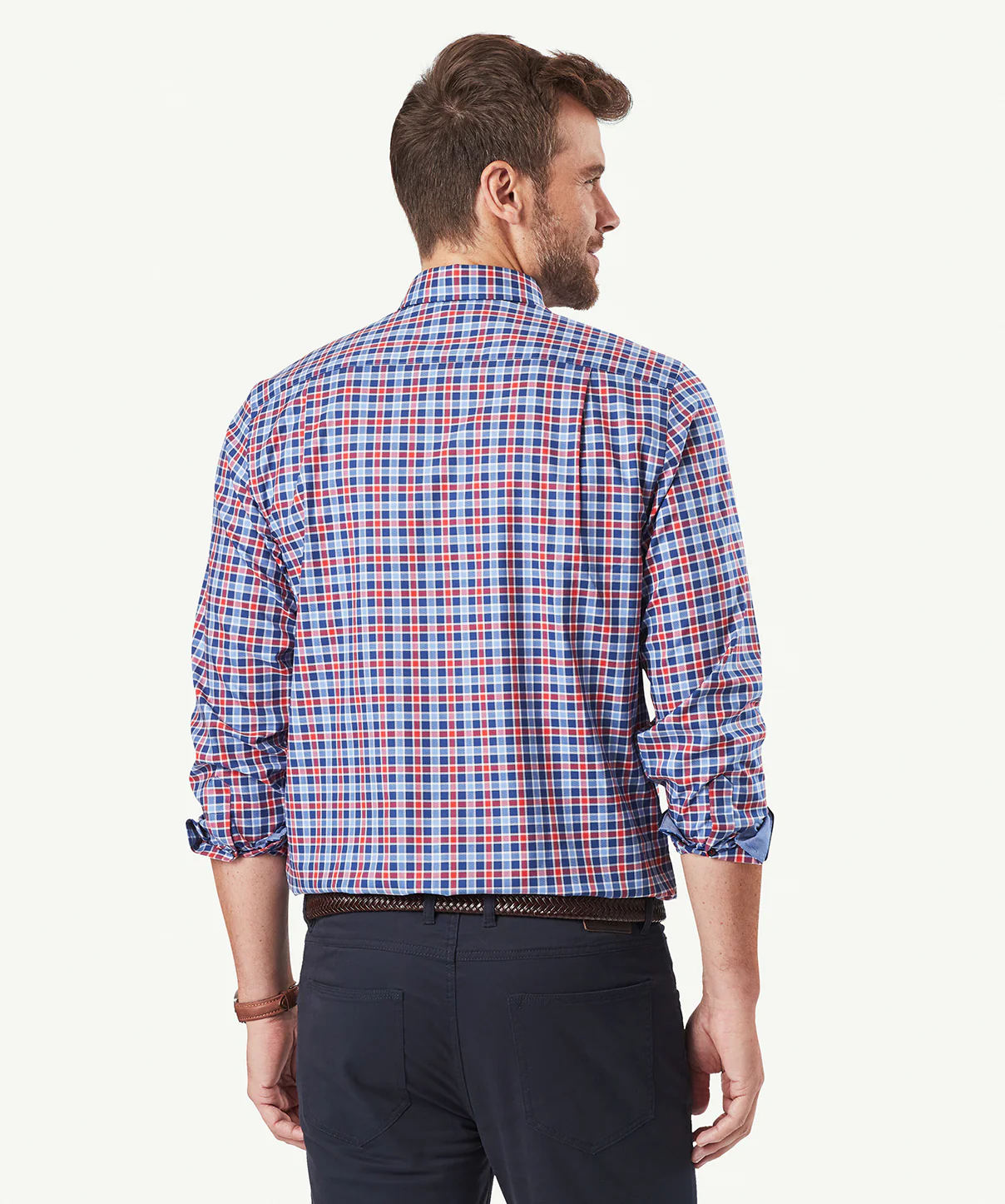 Easy Care Twill Check Long Sleeve Shirt - Red - Image 3