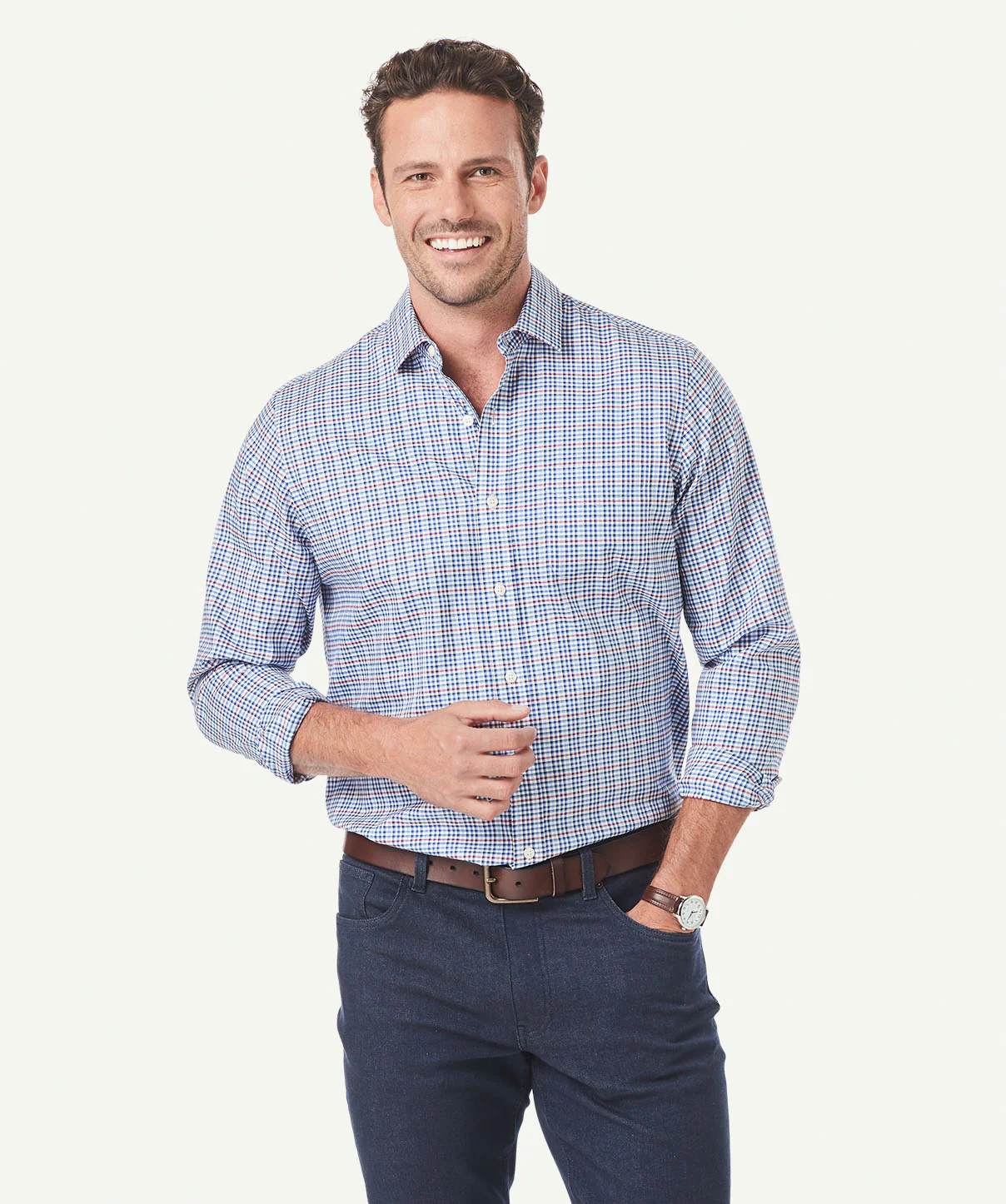 Easy Care Twill Check Long Sleeve Shirt - Royal