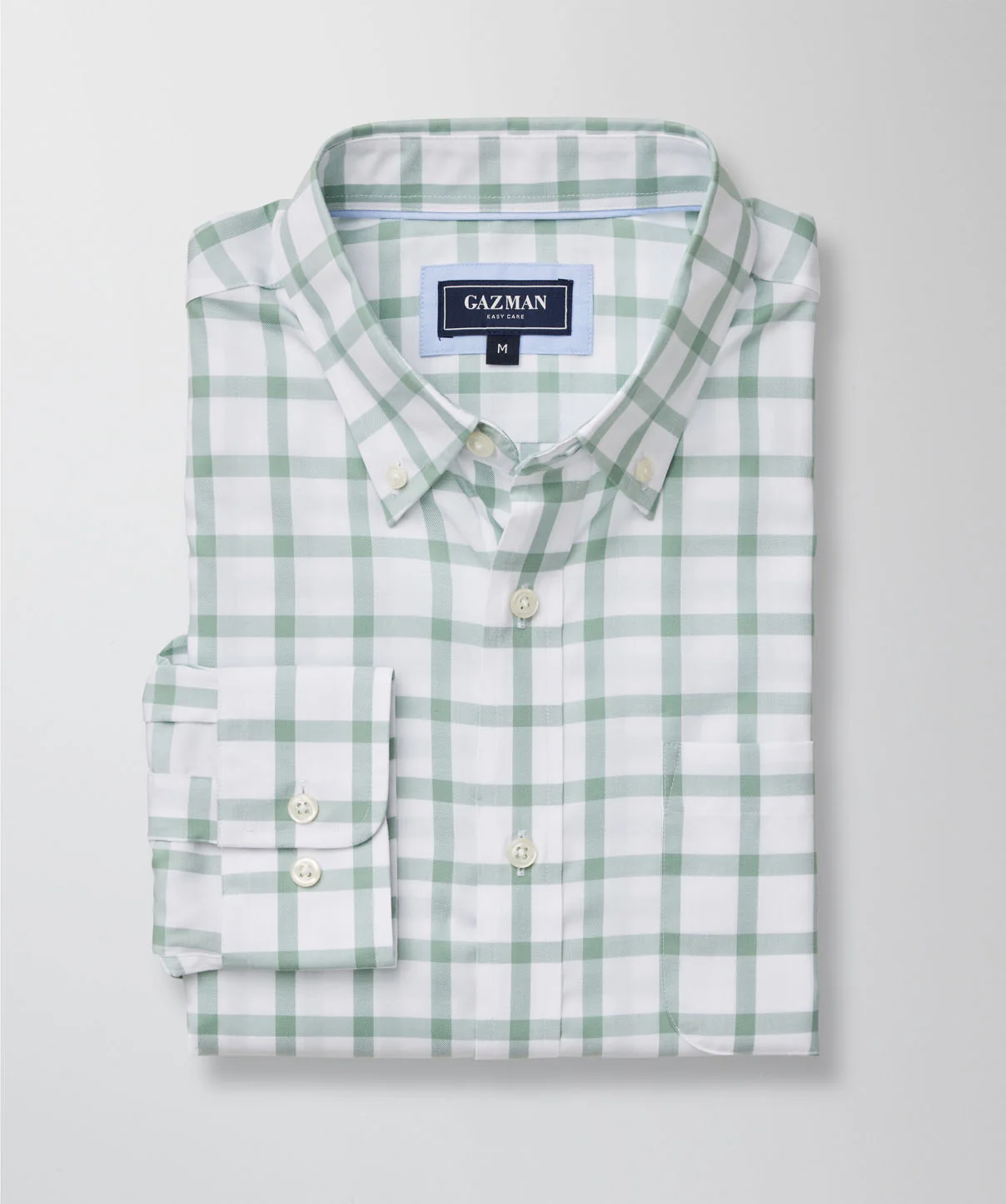 Easy Care Twill Check Long Sleeve Shirt - Sage - Image 2