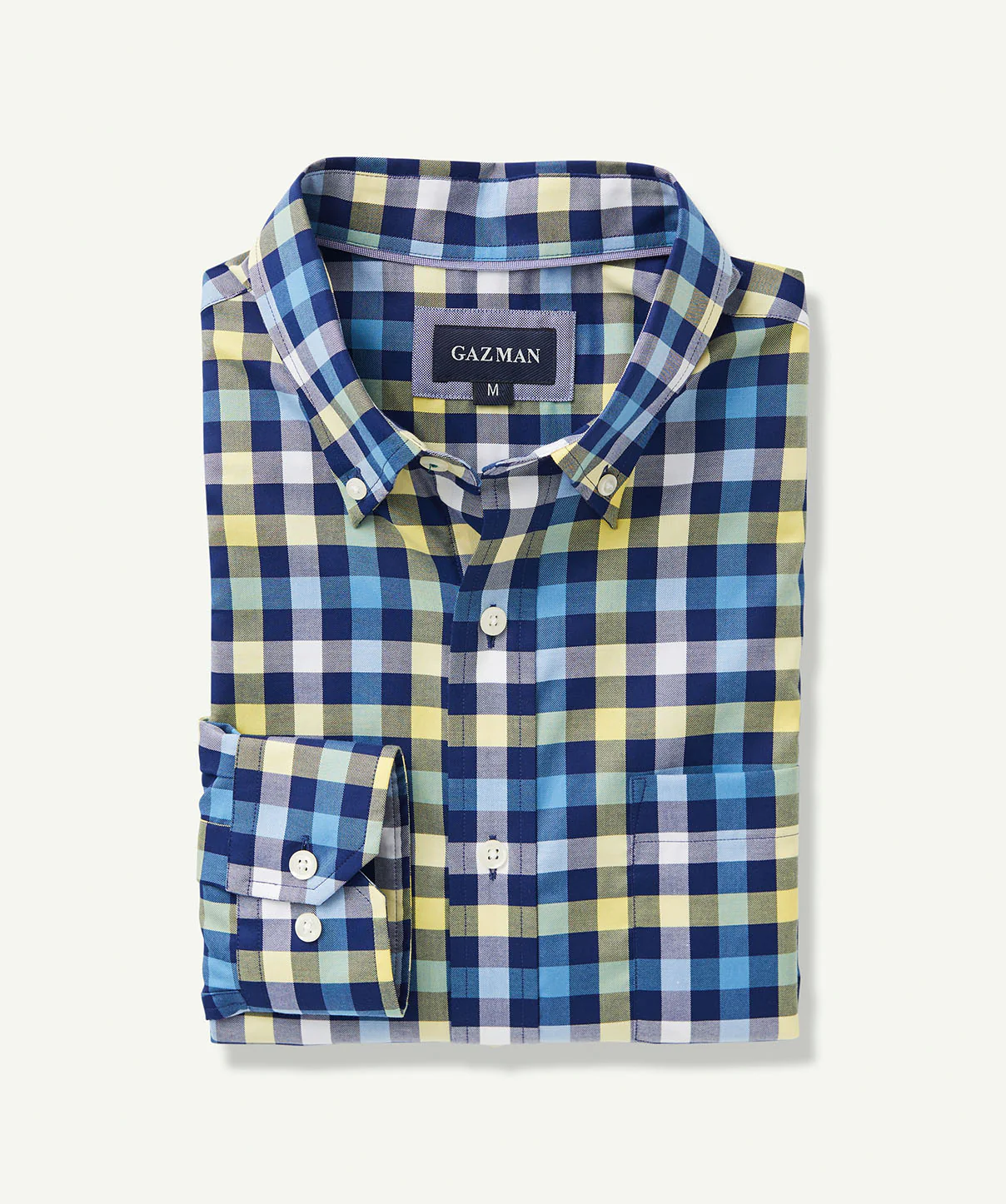 Easy Care Twill Check Long Sleeve Shirt - Yellow - Image 2
