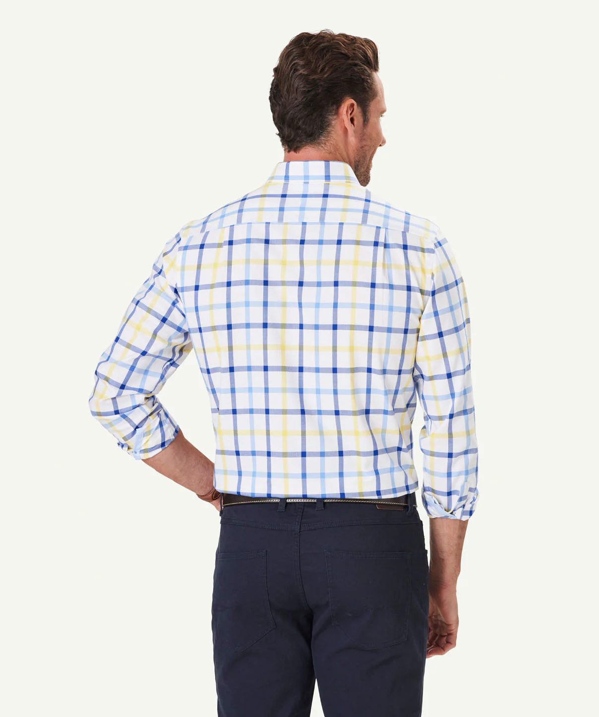 Easy Care Twill Large Check Long Sleeve Shirt - Yellow - Image 3