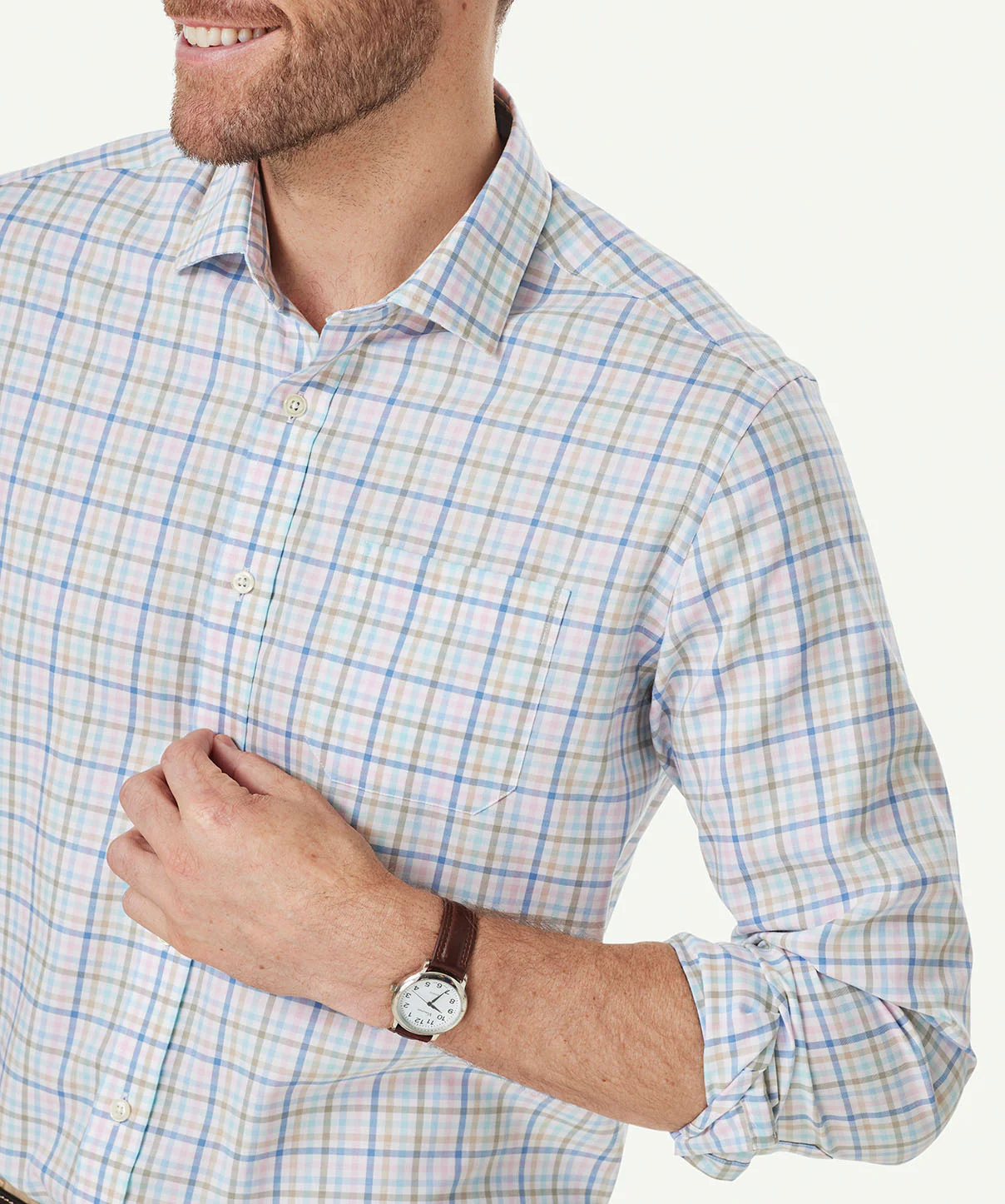 Easy Care Twill Multi Check Long Sleeve Shirt - Multi Check - Image 4