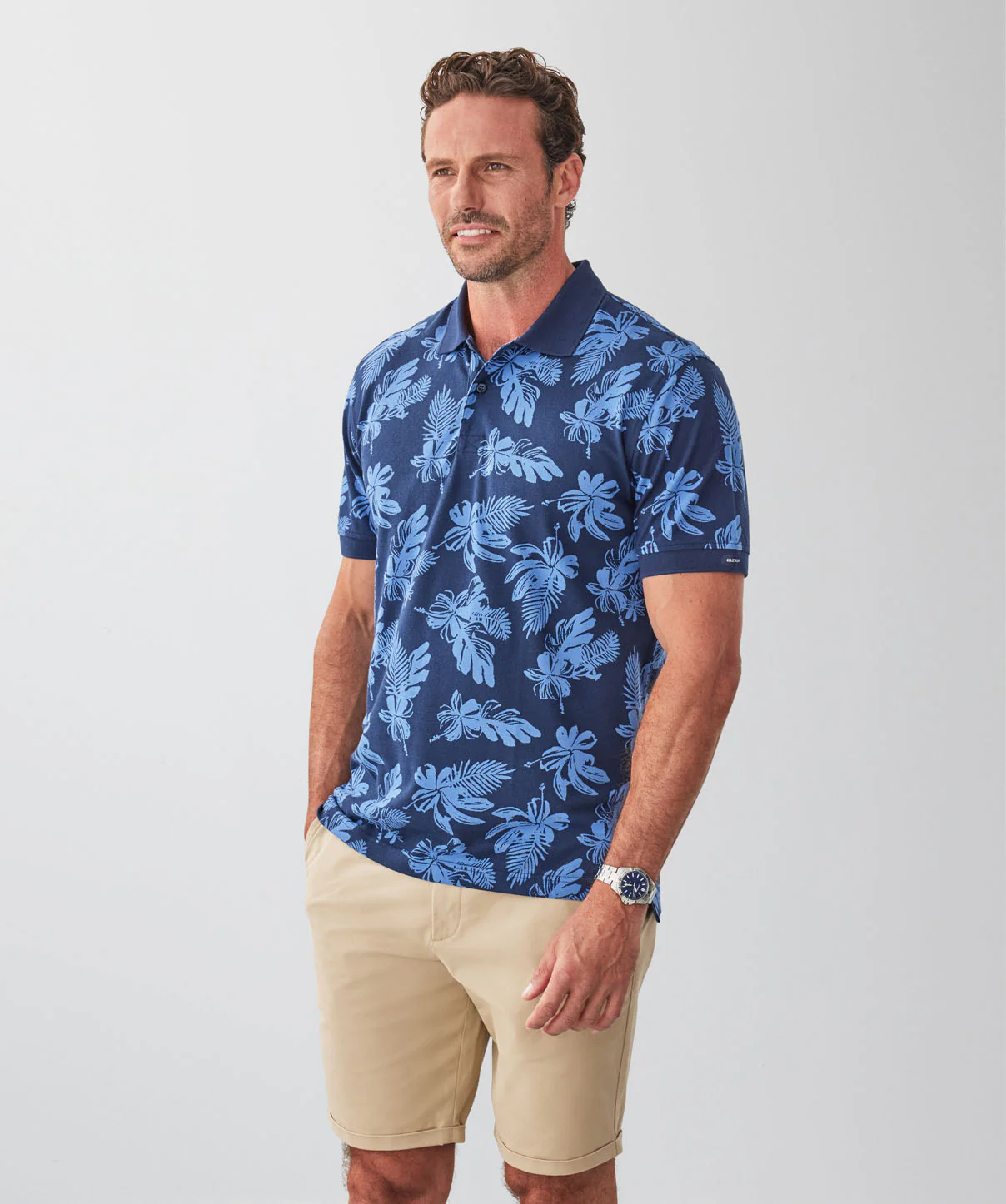 Floral Print Polo - Navy - Image 5