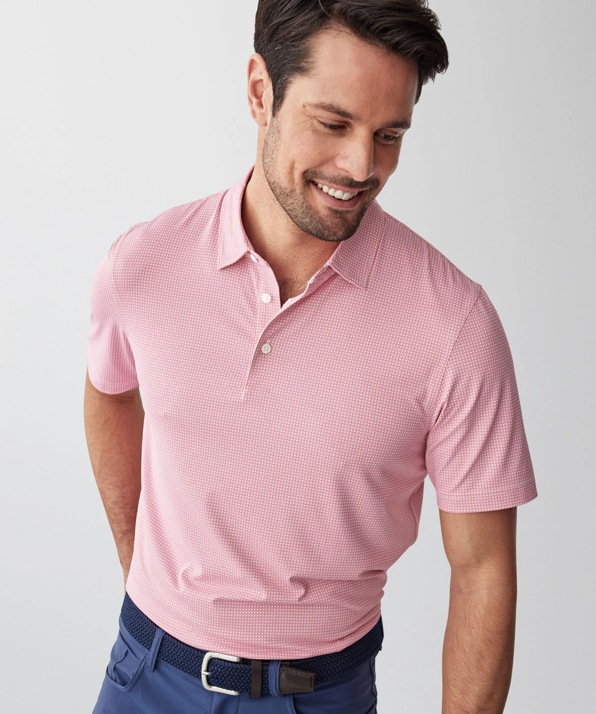 GAZFLEX Geo Print Polo - Raspberry - Image 4