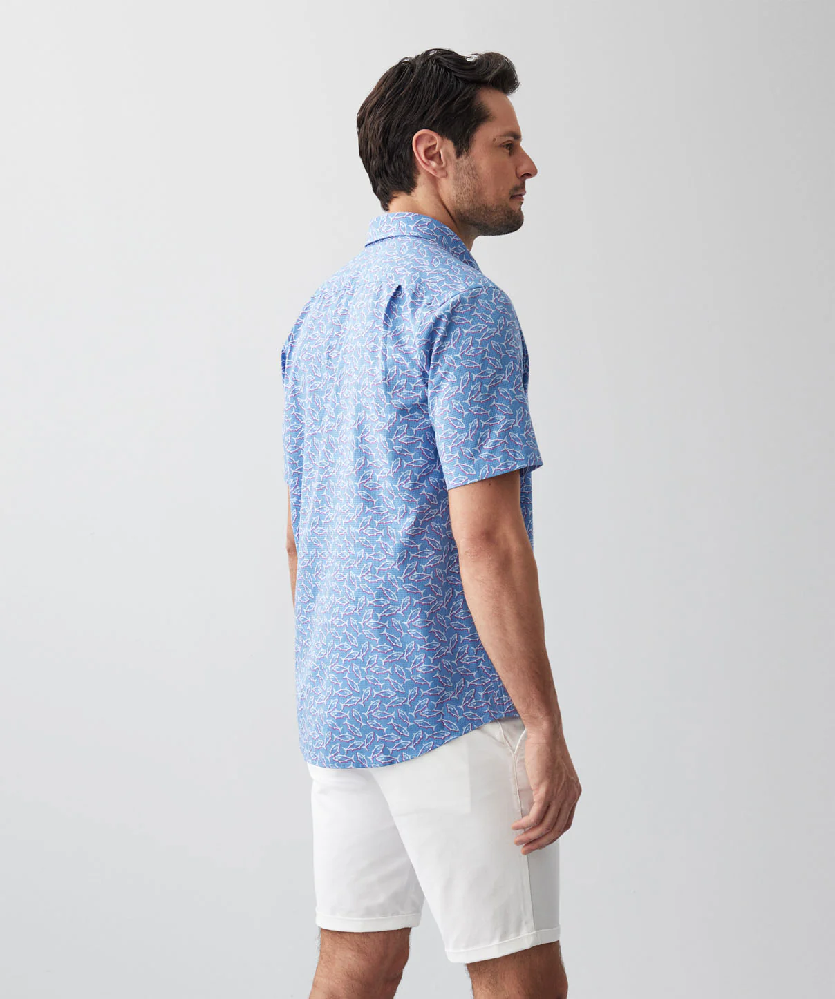 GAZFLEX Performance Fish Print Short Sleeve Shirt - Blue - Image 3