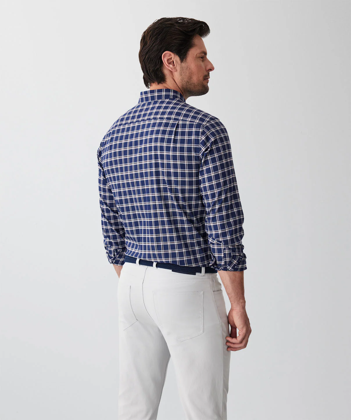 GAZFLEX Performance Twill Check Long Sleeve Shirt - Navy - Image 2