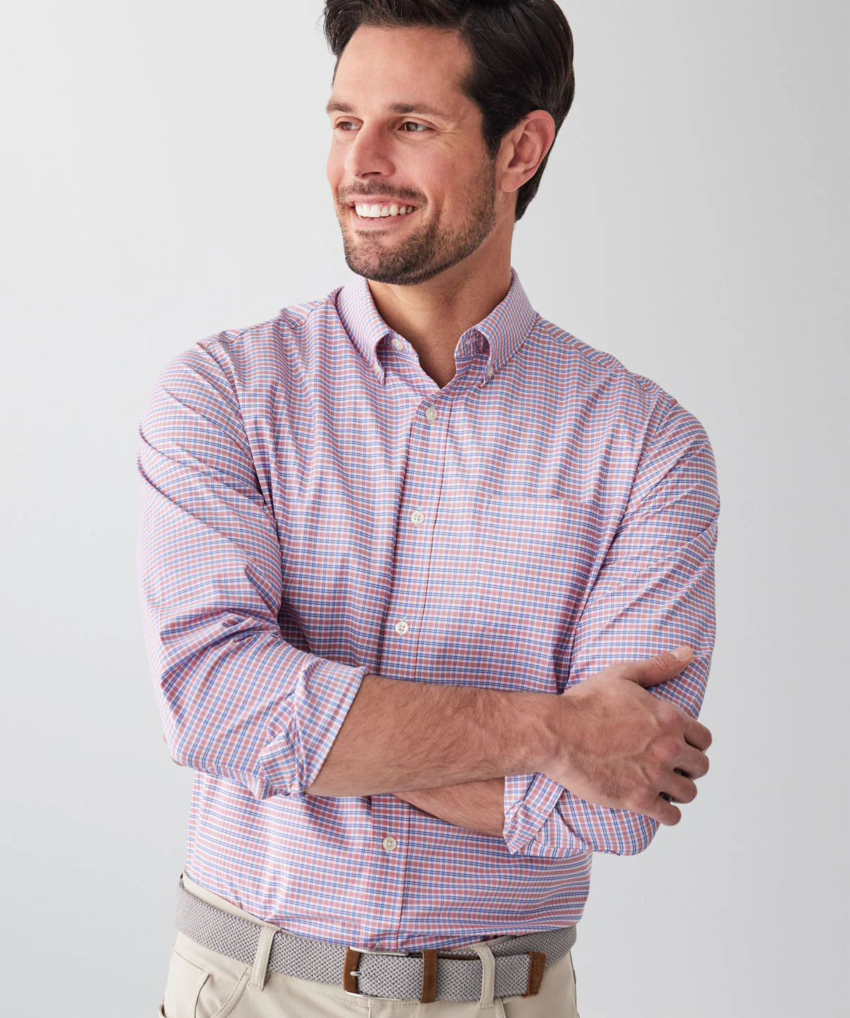 GAZFLEX Performance Twill Check Long Sleeve Shirt - Washed Red - Image 3