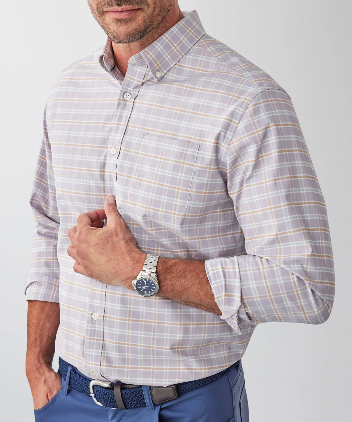 GAZFLEX Performance Twill Multi Check Long Sleeve Shirt - Grey - Image 3