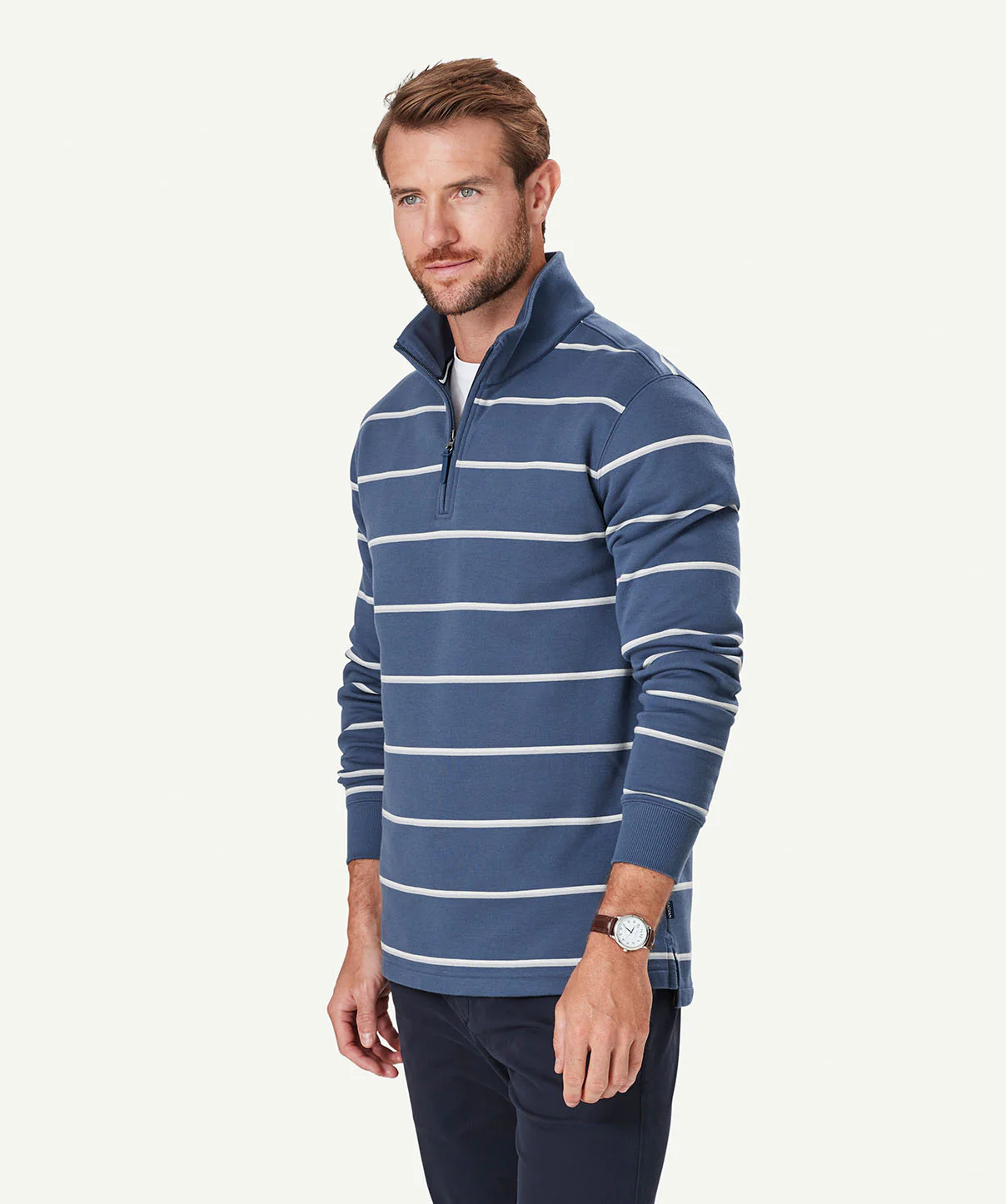 Half Zip Fleece Sweat - Denim - Image 5