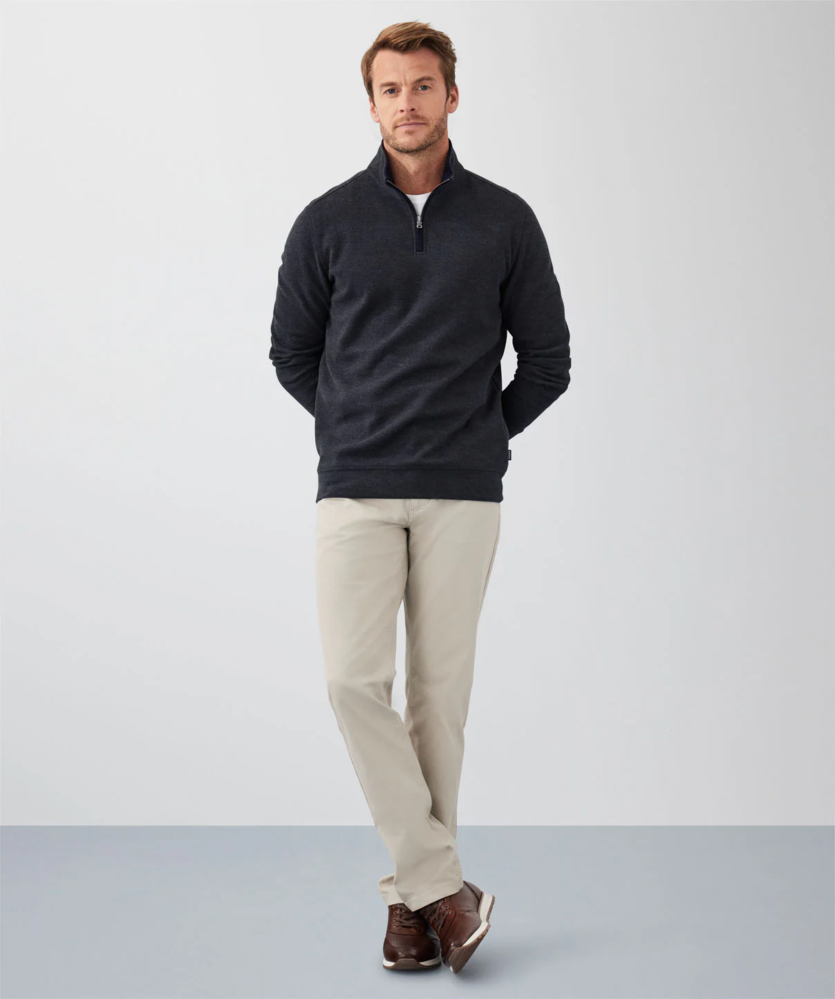 Half Zip French Rib Sweat - Charcoal - Image 4