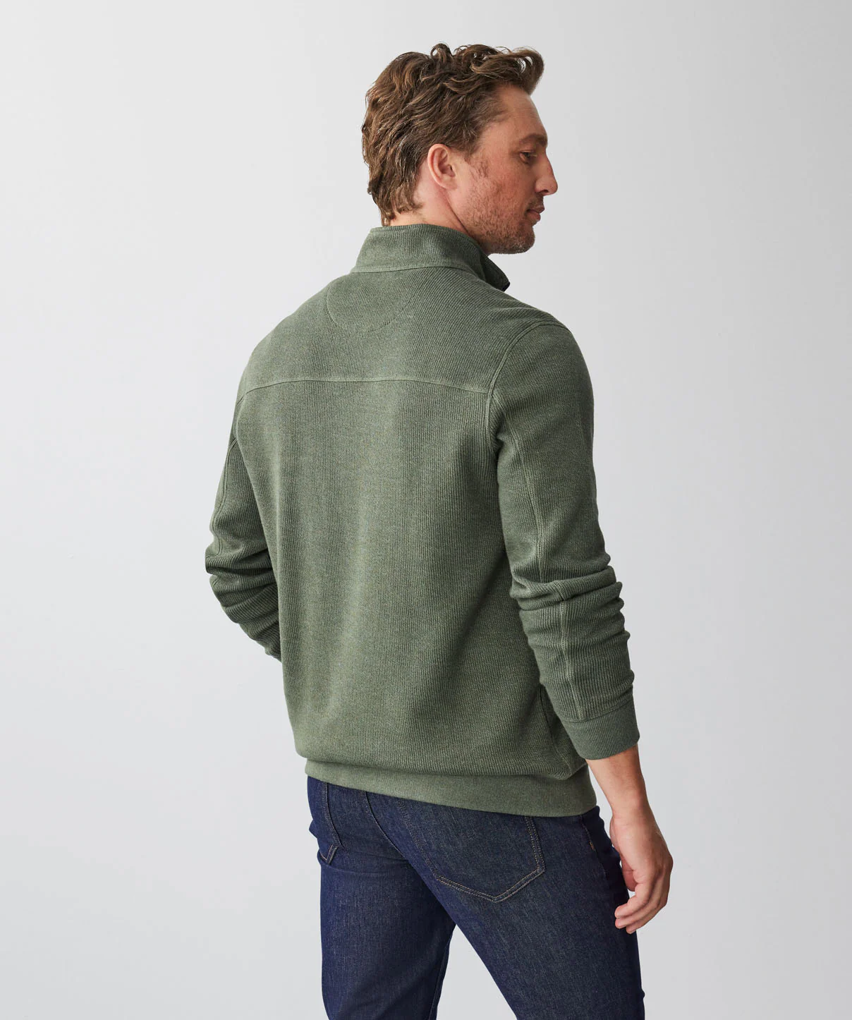 Half Zip French Rib Sweat - Khaki - Image 3