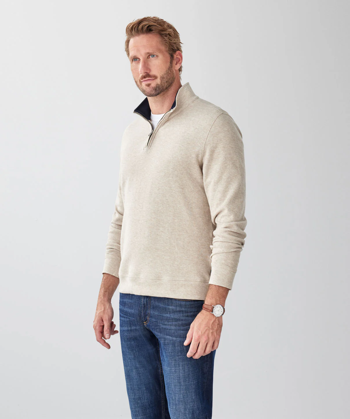 Half Zip Sweat - Sand - Image 5