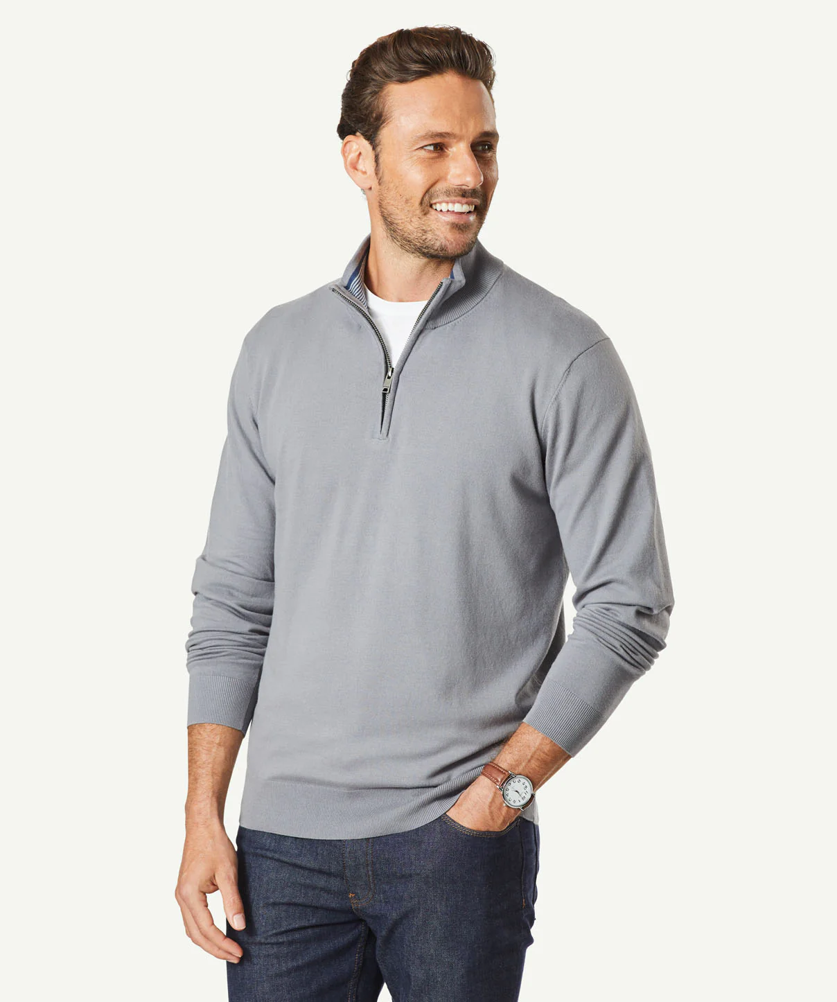Hi Flex Comfort Half Zip Knit - Mid Grey