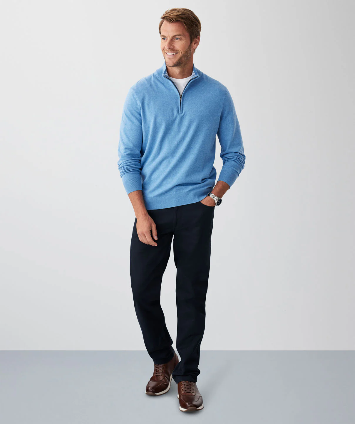 High Flex Half Zip Knit - Blue - Image 4