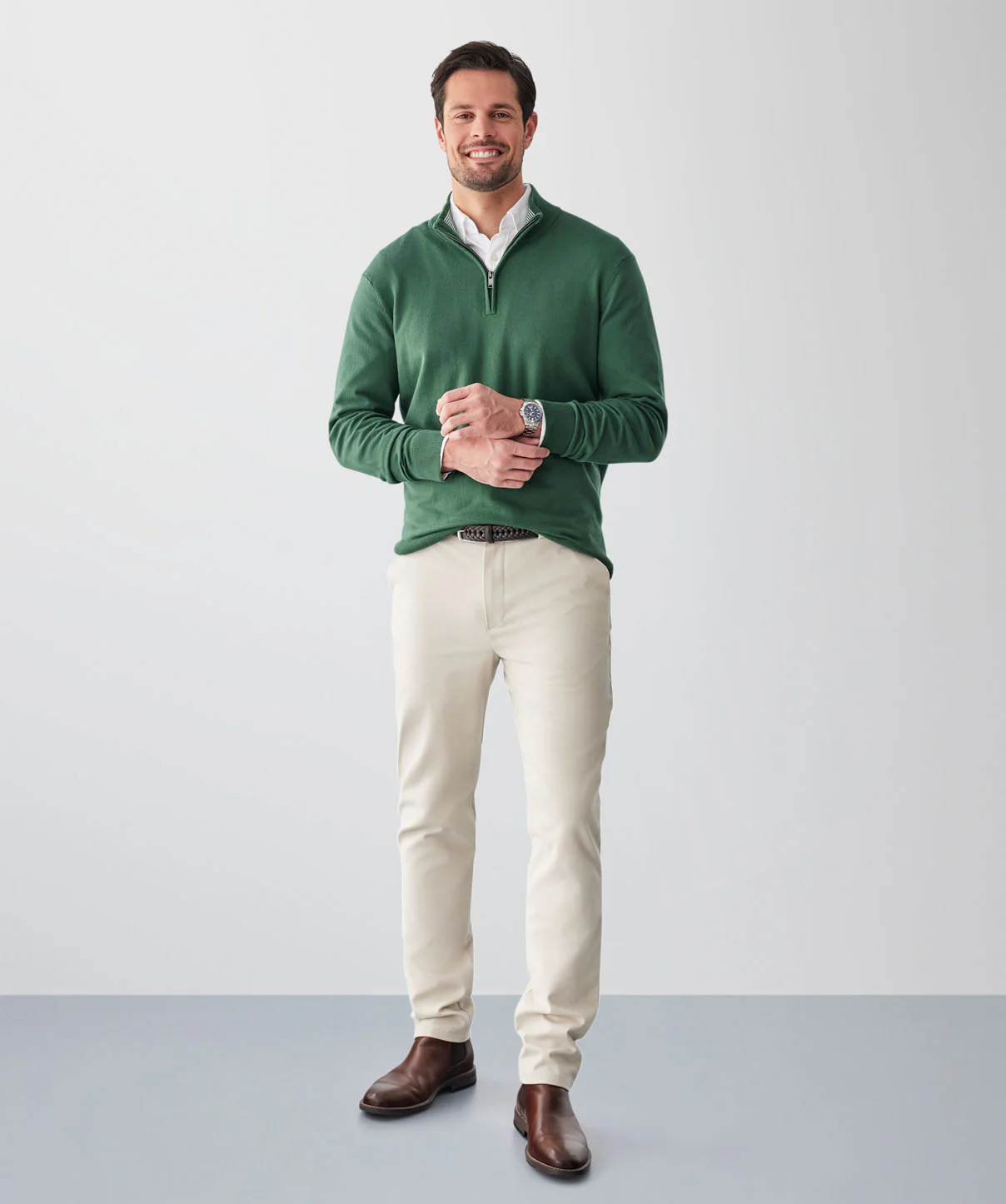 High Flex Half Zip Knit - Dark Green - Image 4