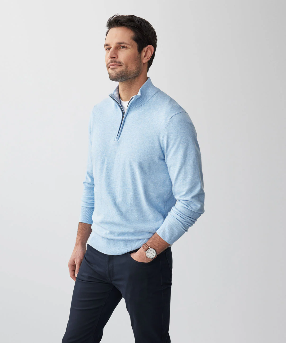 High Flex Half Zip Knit - Sky Blue - Image 6