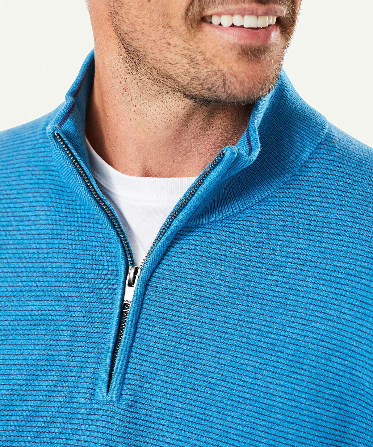 High Flex Stripe Half Zip Knit - Bright Blue - Image 6