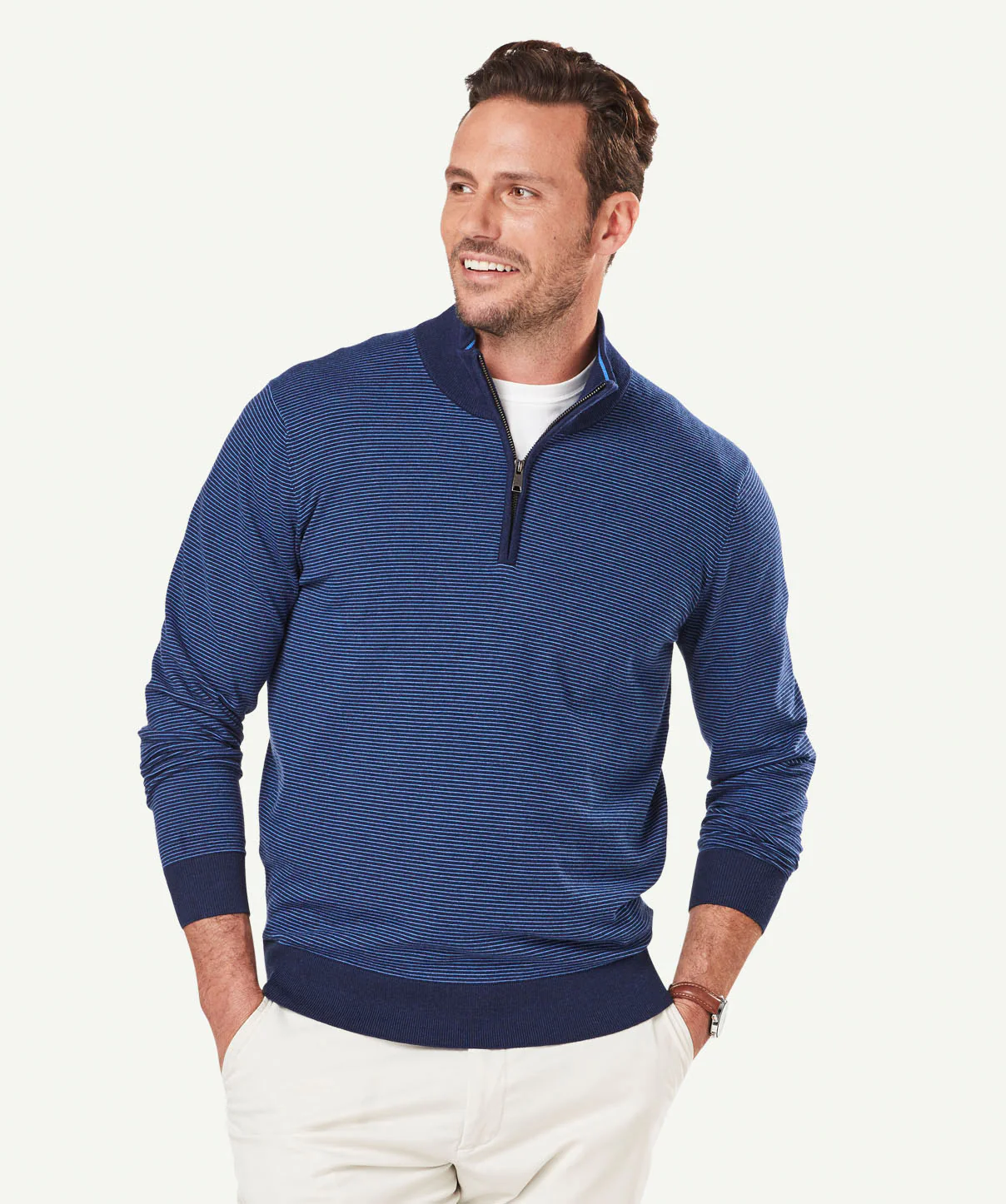 High Flex Stripe Half Zip Knit - Marine - Image 5