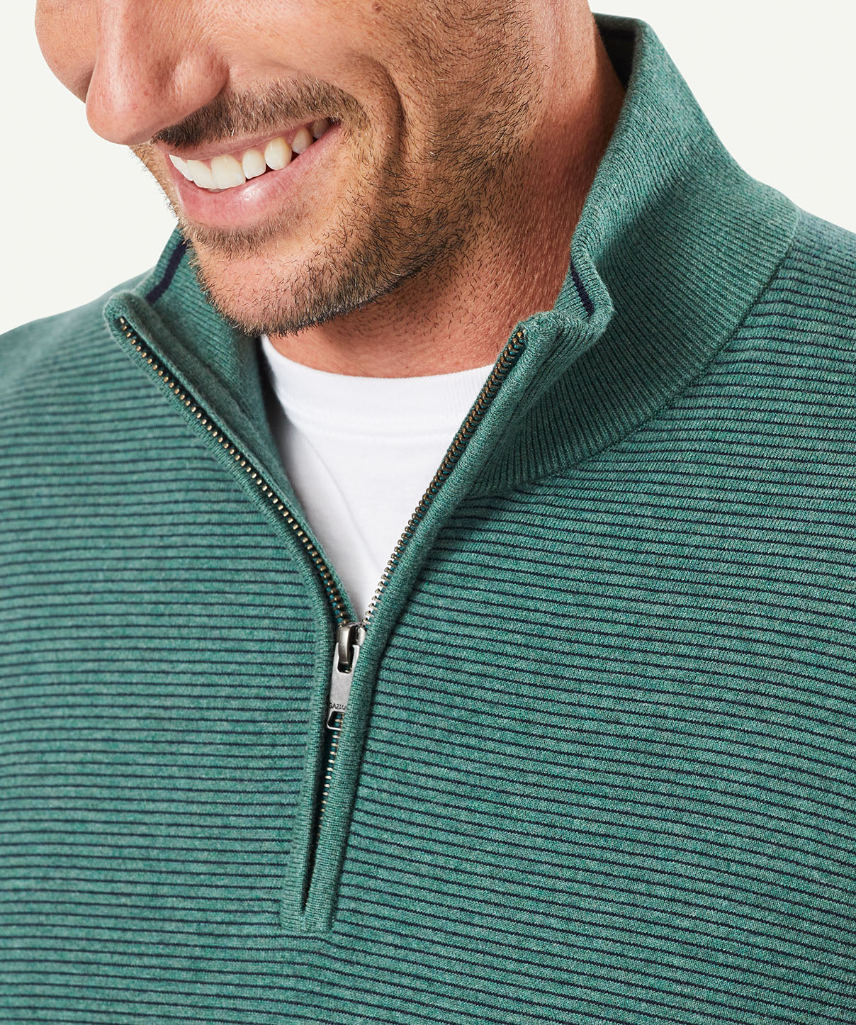 High Flex Stripe Half Zip Knit - Mid Green - Image 6
