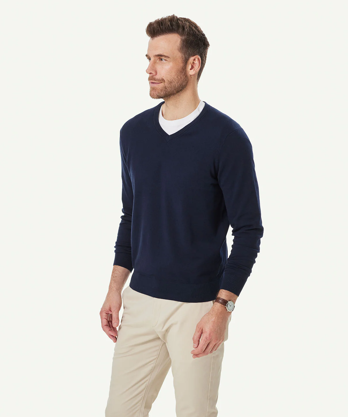 High Flex V Neck Knit - Navy - Image 5