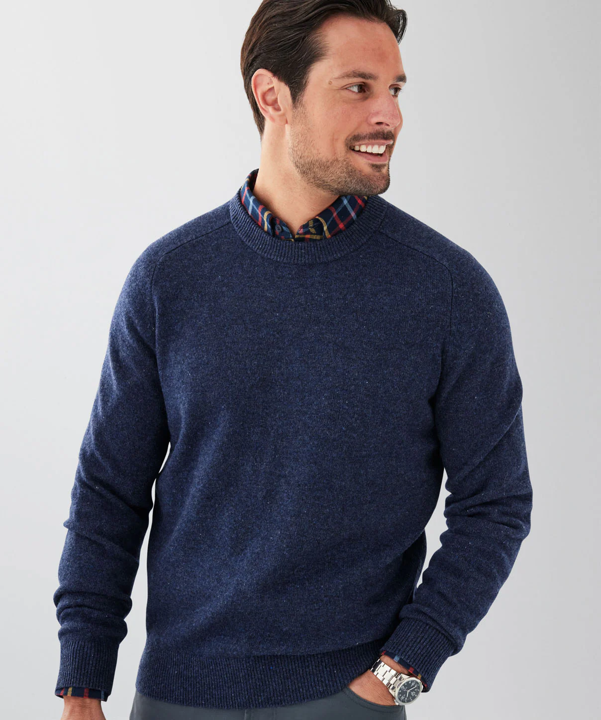 Lambswool Crew Neck Knit - Denim - Image 3