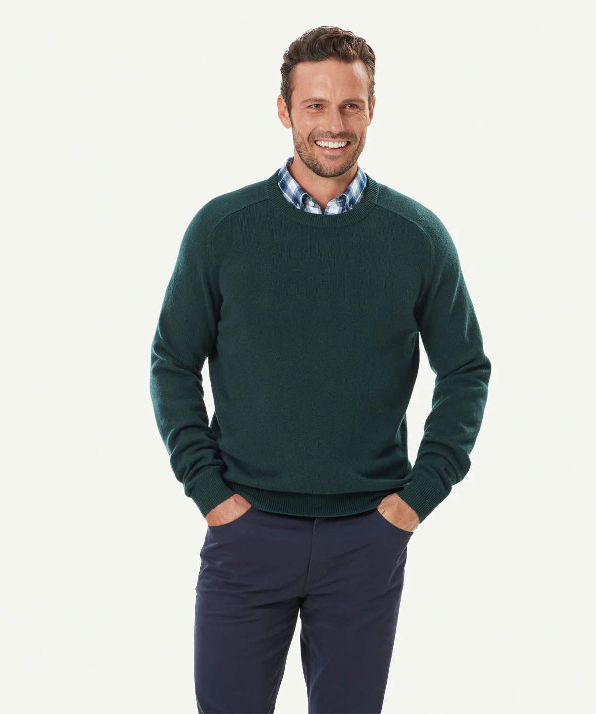 Lambswool Crew Neck Knit - Forest