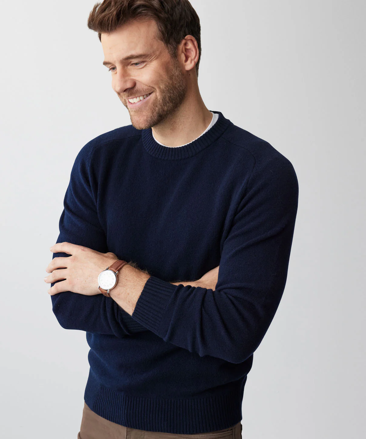 Lambswool Crew Neck Knit - Navy - Image 4