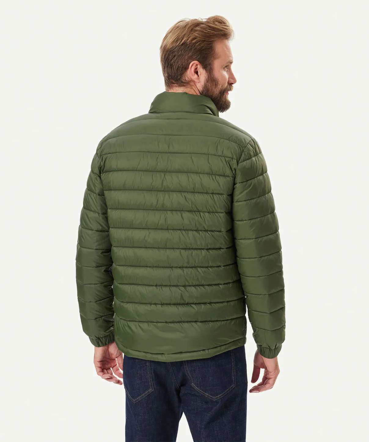 Lightweight Puffer Jacket - Dark Olive - Image 3