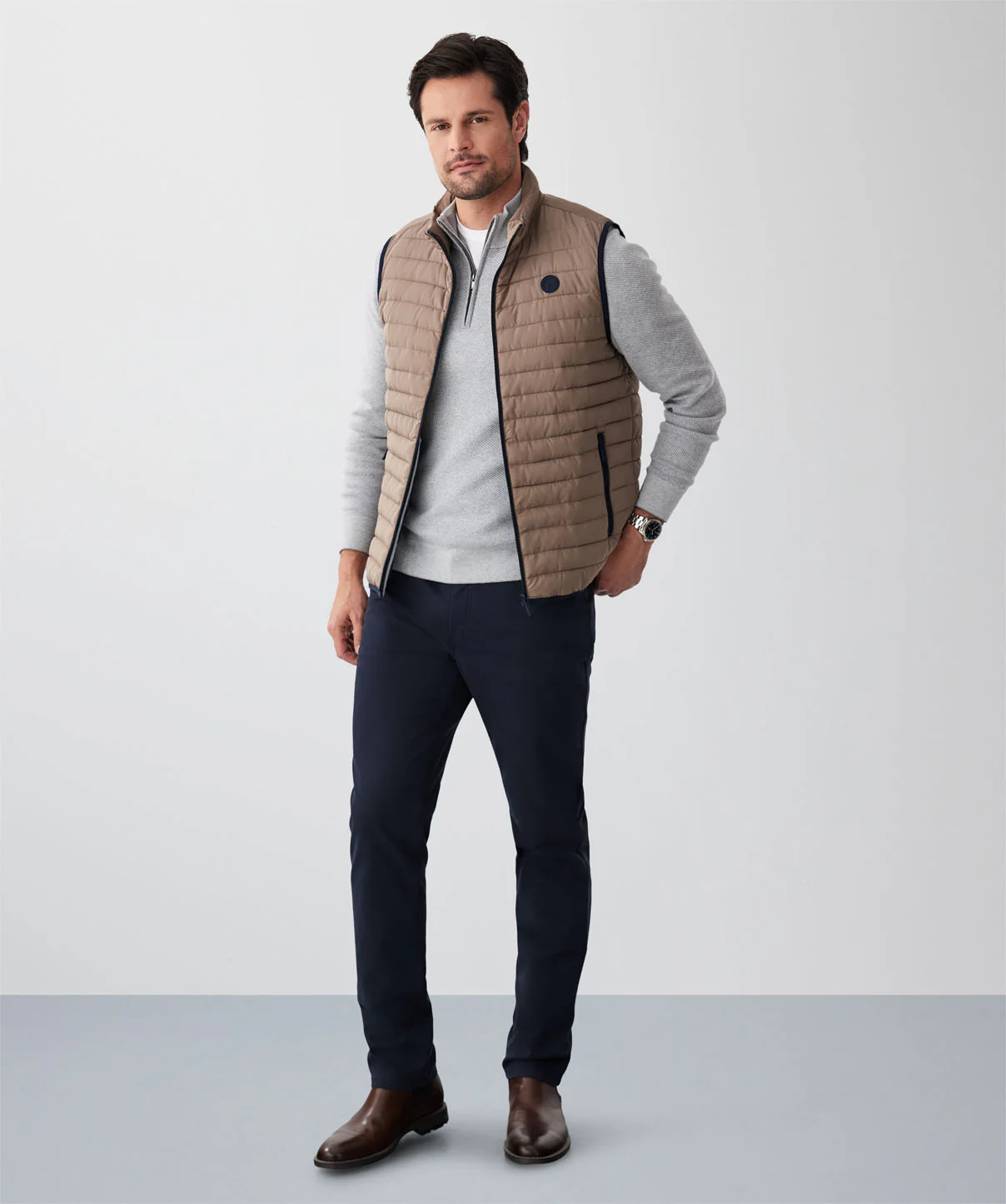 Lightweight Puffer Vest - Taupe - Image 4
