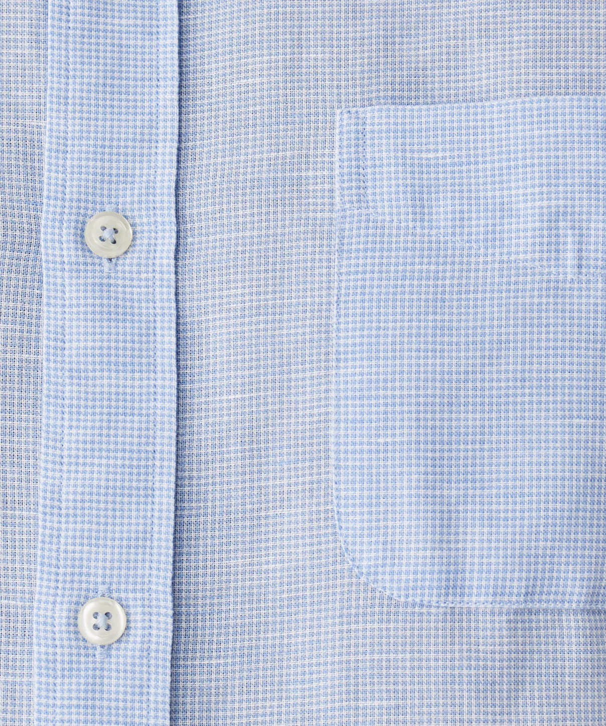 Linen Blend Houndstooth Long Sleeve Shirt - Sky Blue - Image 6
