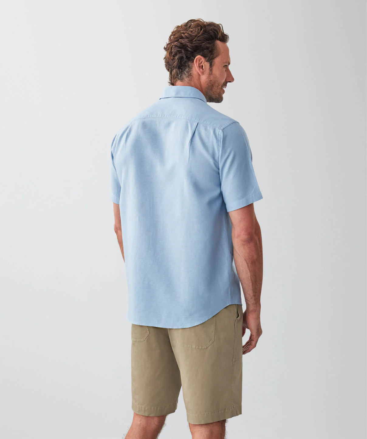 Linen Blend Short Sleeve Shirt - Chambray - Image 2