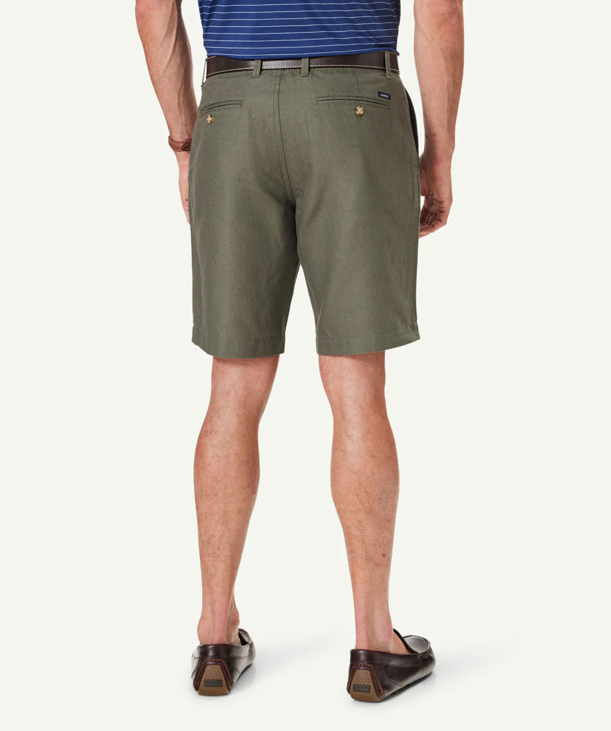 Linen Blend Shorts - Khaki - Image 3