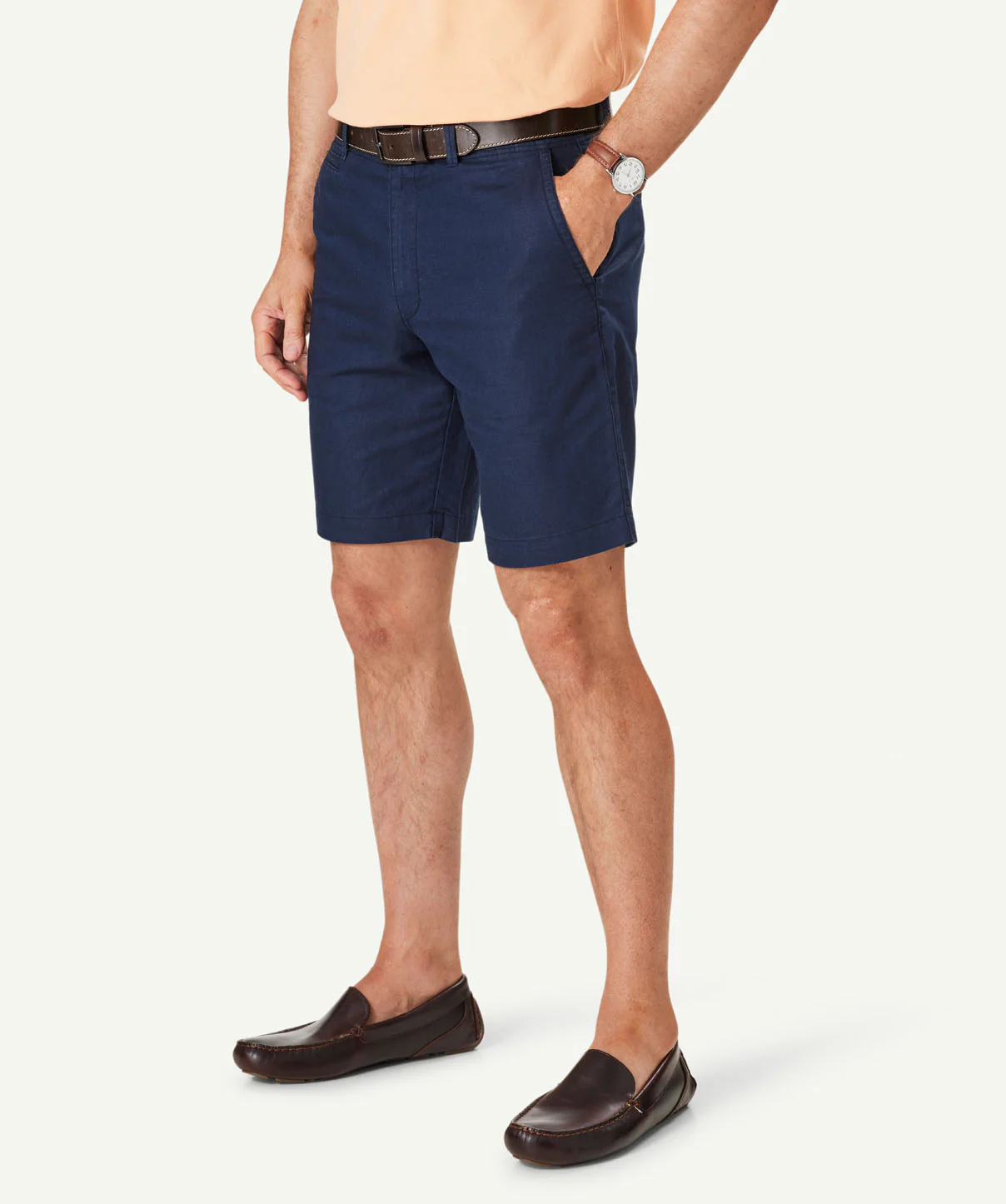 Linen Blend Shorts - Navy - Image 5