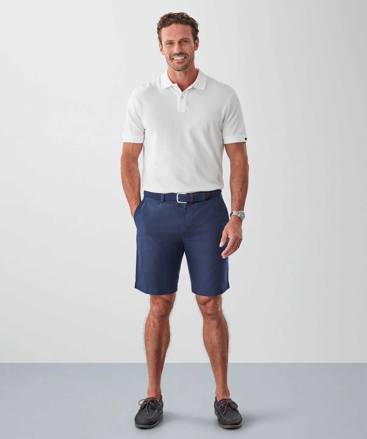 Linen Blend Shorts - Navy - Image 5