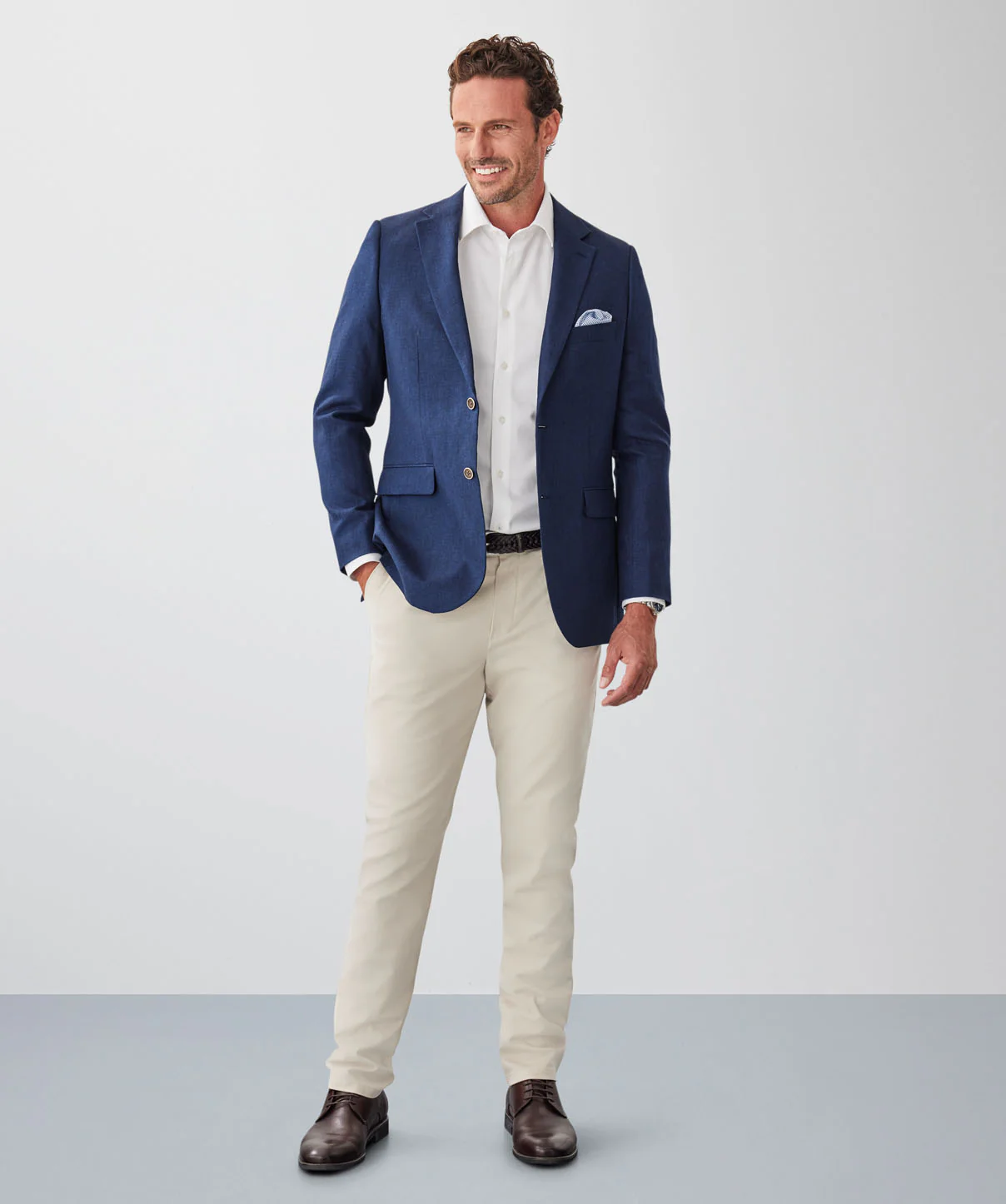 Linen Blend Sports Jacket - Navy - Image 4