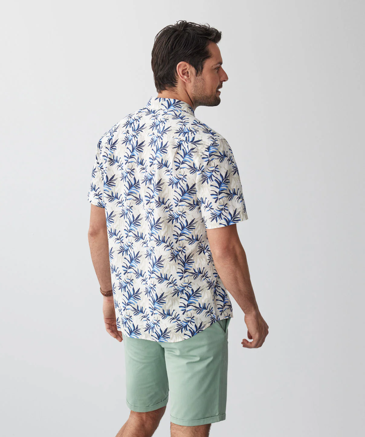 Linen Blend Tropical Print Short Sleeve Shirt - Multi Print - Image 3