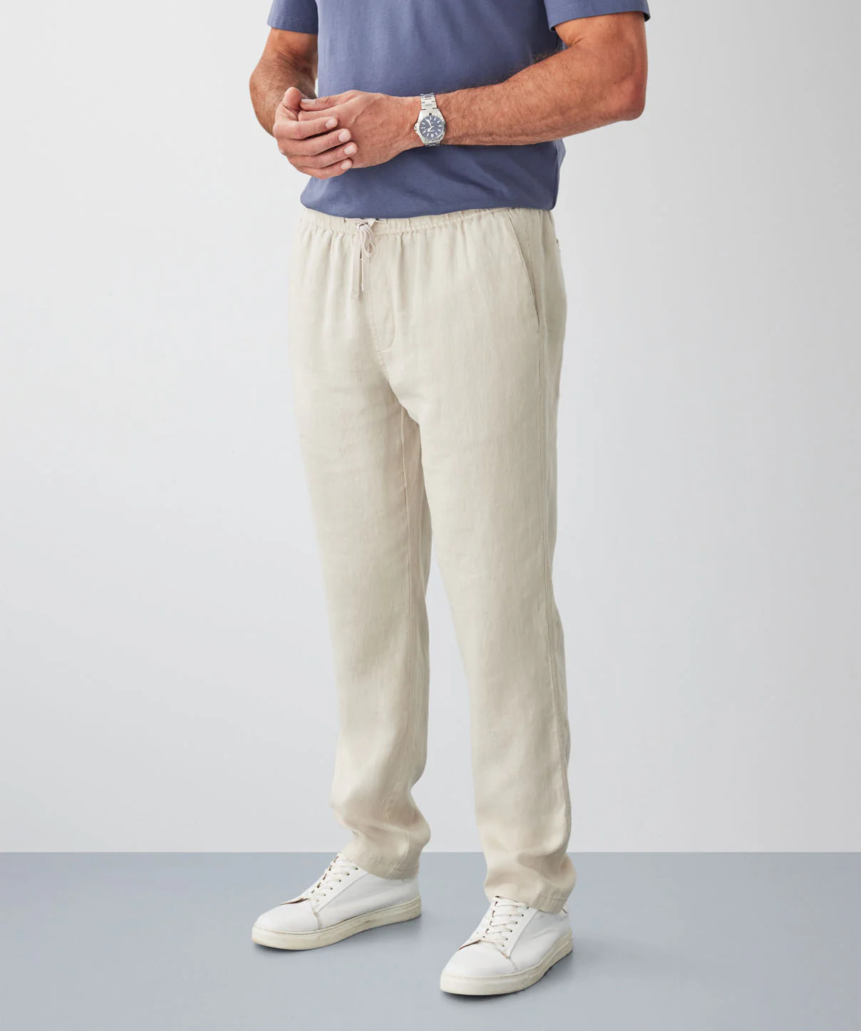 Linen Drawstring Pants - Natural - Image 5