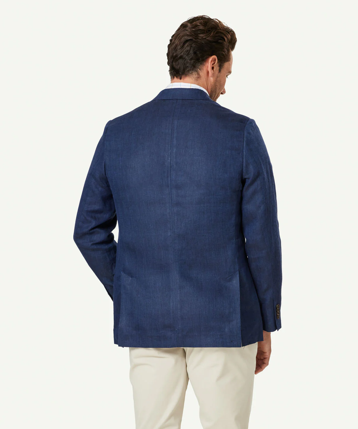 Linen Herringbone Sports Jacket - Indigo - Image 3