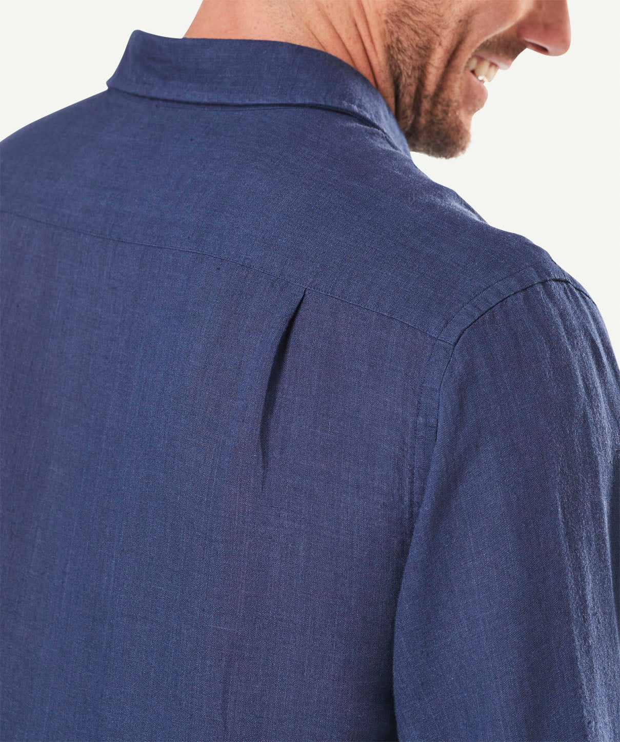 Linen Plain Long Sleeve Shirt - Navy - Image 5