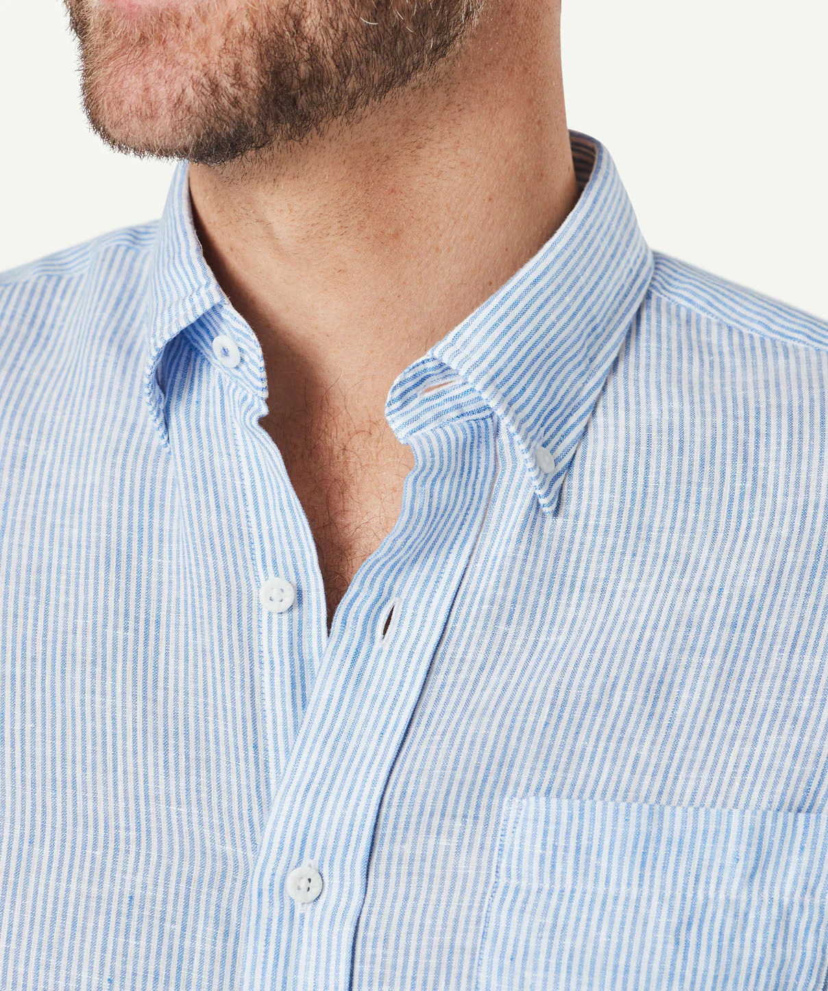 Linen Stripe Short Sleeve Shirt - Marine Blue - Image 4