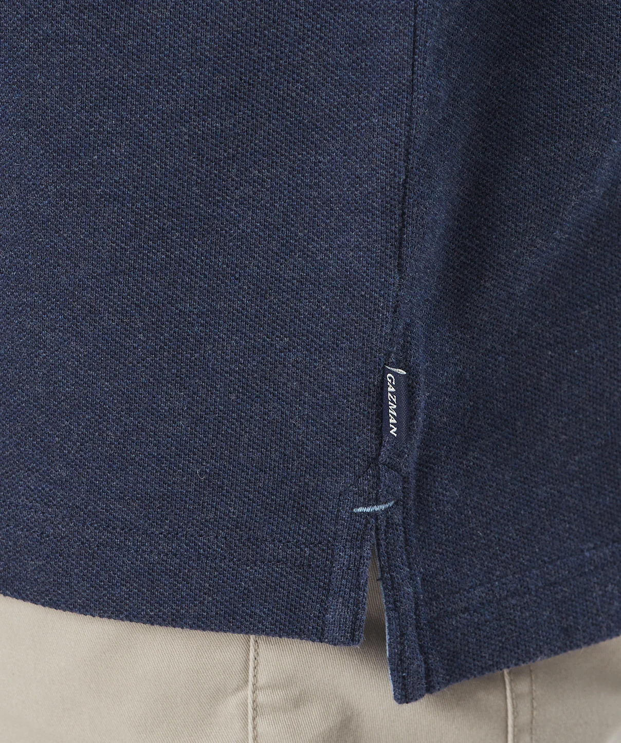 Long Sleeve Pique Polo - Navy - Image 6