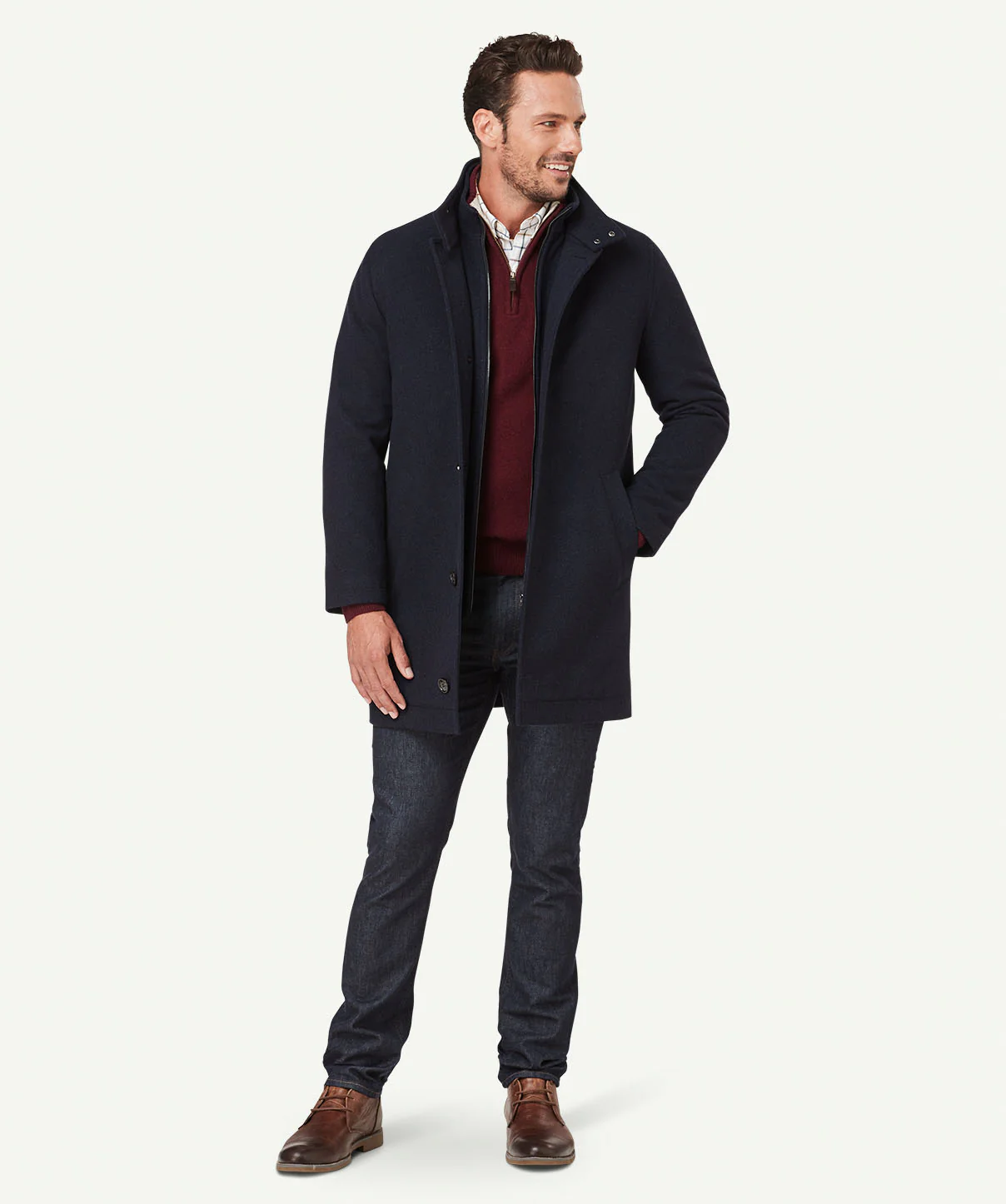 Lonsdale Wool Coat - Navy Melange - Image 5