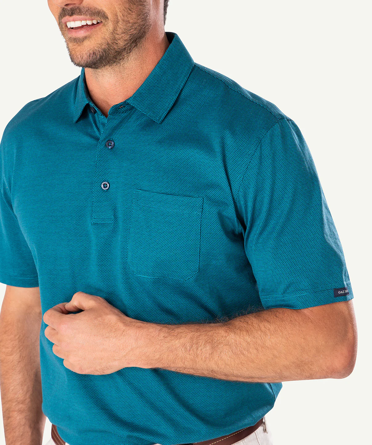 Mercerised Jacquard Polo - Jade - Image 4