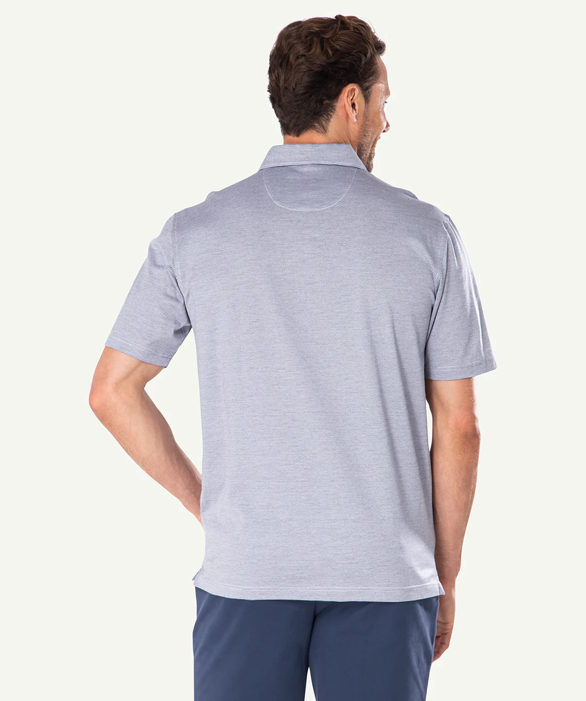 Mercerised Jacquard Polo - White - Image 3
