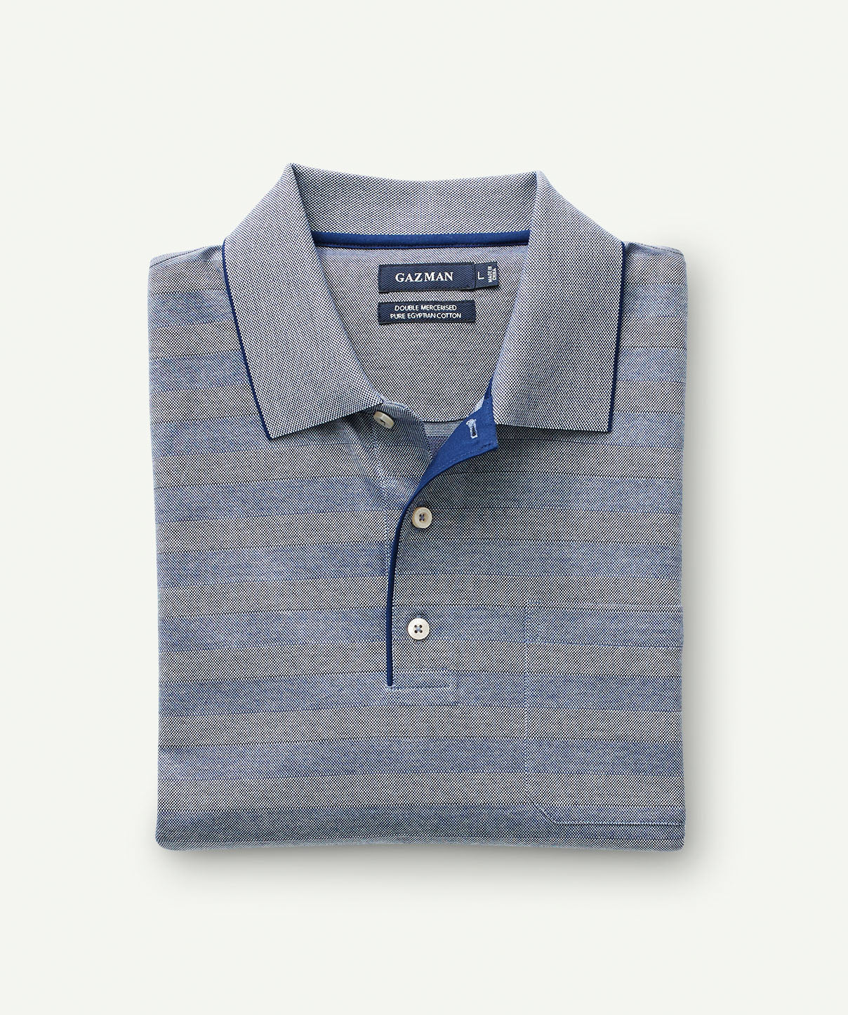 Mercerised Oxford Stripe Polo - Grey - Image 2