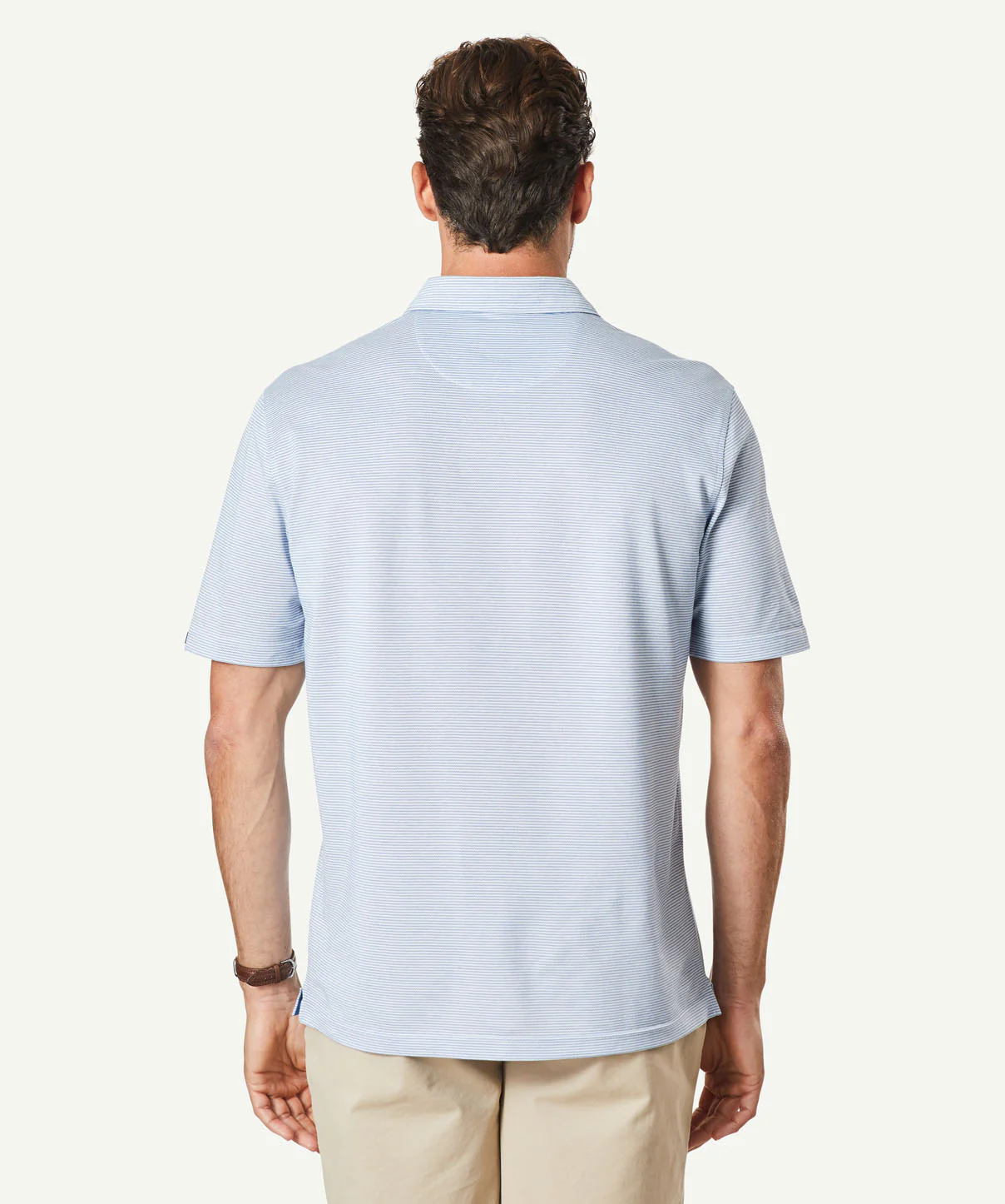 Mercerised Stripe Polo - Pale Blue - Image 3